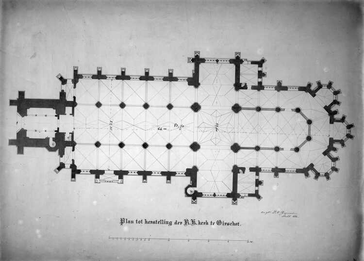 Plattegrond van de kerk van Oirschot door Hezenmans