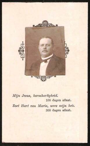 Bidprentje van Toon Hermans, overleden op 17 februari 1914. (Bron: collectie familiealbum Bergé-Engbersen)